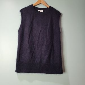 COS Minimalist Academia Fuzzy Mohair Blend Black Pullover Sweater Vest Size M